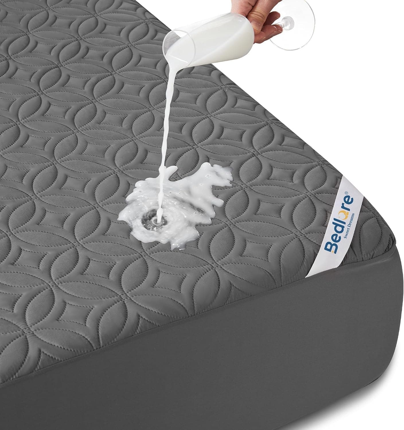 BEDLORE Waterproof Mattress Protector – Queen Size, Noiseless, Deep Pocket (6‑18 in), Gray