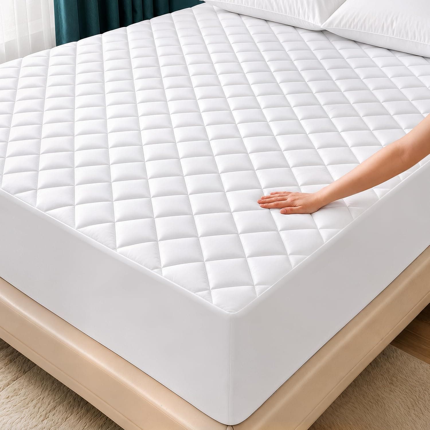 Utopia Bedding Quilted Fitted Mattress Pad – Queen Size, Deep Pocket up to 16″
