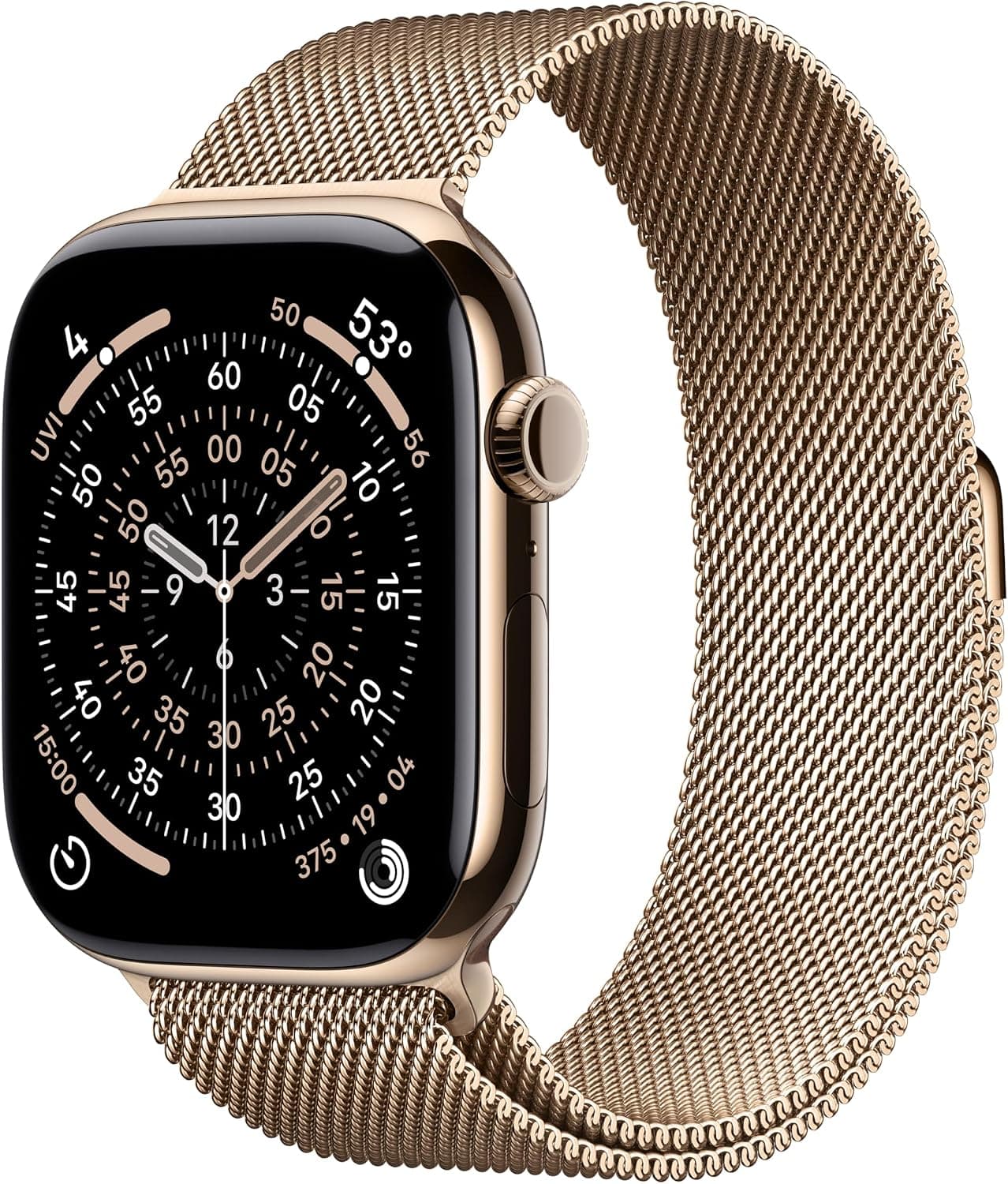 Apple Watch Series 11 [GPS + Cellular 46mm] Smartwatch with Gold Titanium Case and Gold Milanese Loop